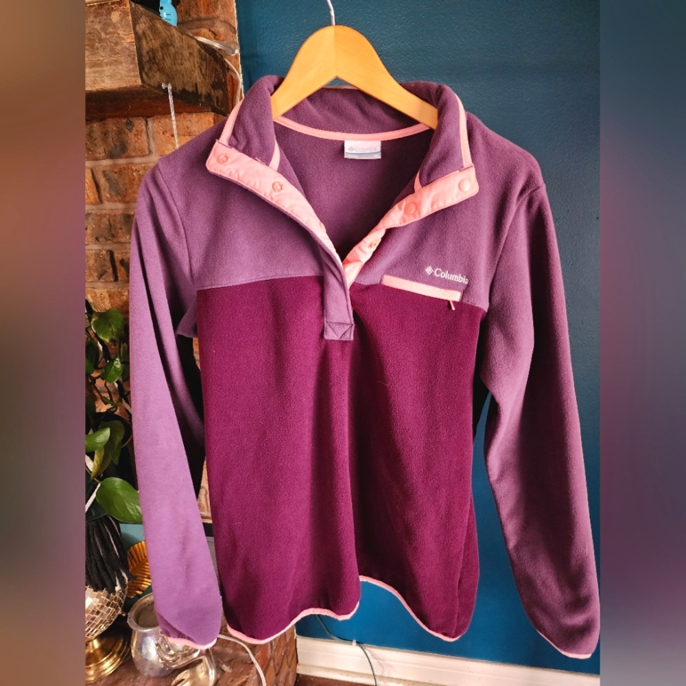 Columbia Purple Plum & Light Pink Fleece Pullover